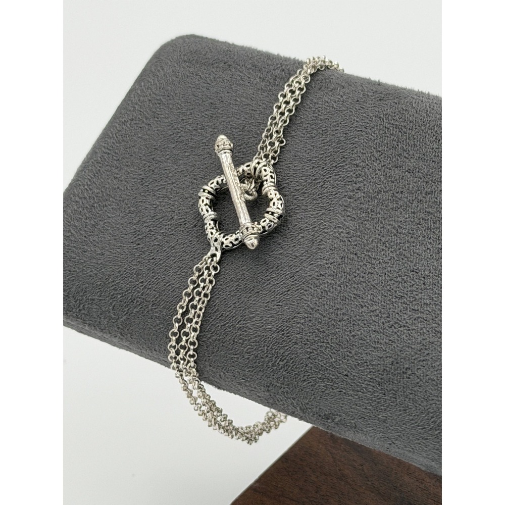 MWS Mark Wasserman Samara Sterling Silver Triple Strand Toggle Bracelet 7.5 in